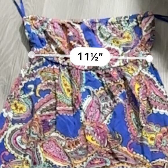 Banana Republic Factory Blue & Pink Multi Paisley Print Strapless Maxi Dress 4 - Picture 8 of 9